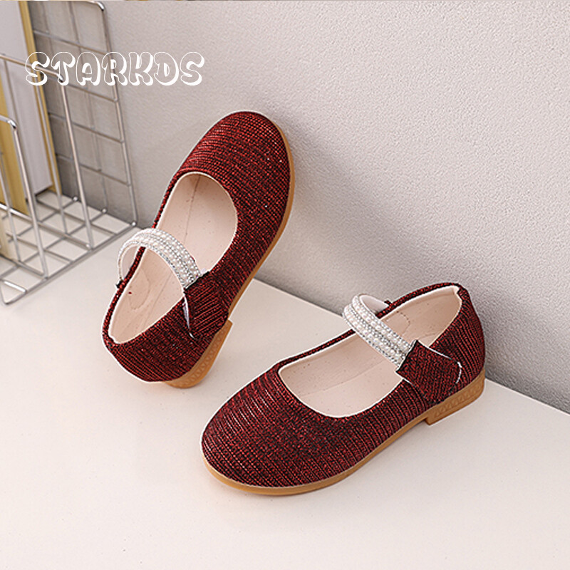 Bling Χρυσό Ασημένιο Πορλ Κέντημα Παπούτσια Μπαλαρίνας Βρεφικά κοριτσίστικα με στρογγυλά δάχτυλα Μαργαριτάρι λουράκι Mary Janes Παιδικό Luxury Glitter Party Zapatos