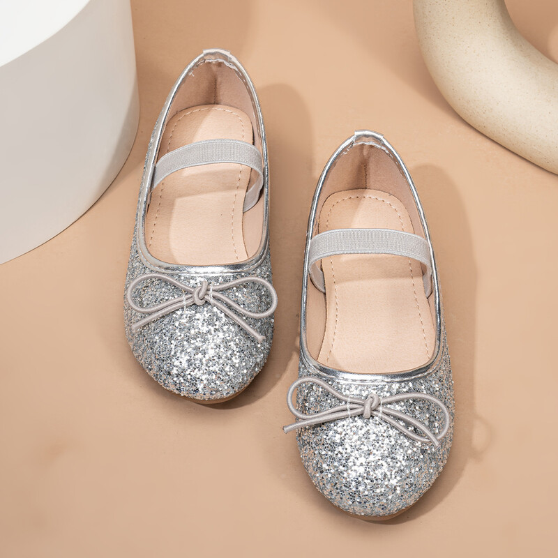 Nove baletne plesne cipele sa šljokicama za djevojčice iz 2024. Slatke cipele s okruglim prstima s leptirima i ravnim prstima Dječje modne elegantne cipele za zabavu