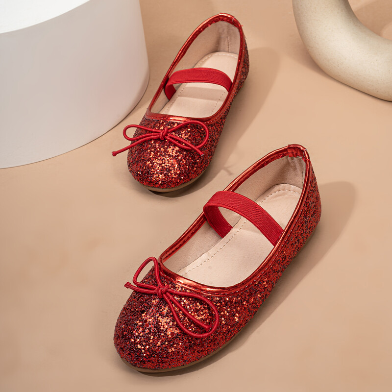 Nove baletne plesne cipele sa šljokicama za djevojčice iz 2024. Slatke cipele s okruglim prstima s leptirima i ravnim prstima Dječje modne elegantne cipele za zabavu