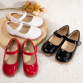 KIDSUN Black Fashion Bērnu apavi meitenēm Svinīga sprādze Gumijas zole Āda Princeses Kleita Apavi klasiskais izmērs 21-32