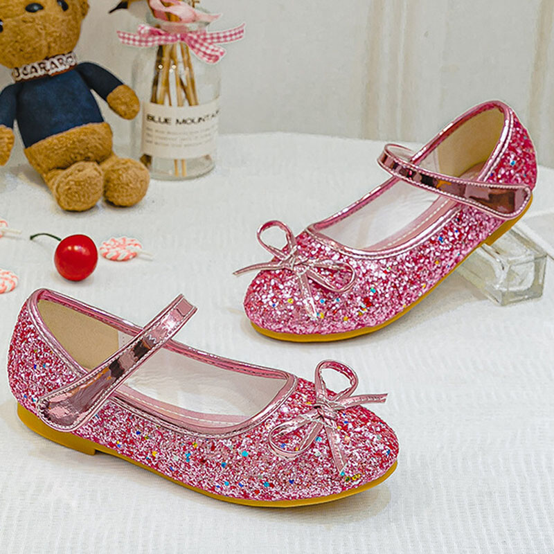 Princess cipele za djevojčice Proljeće Jesen Dječja modna mašna Plesne cipele za zabavu Dječje kožne cipele Ljetne sandale za djevojčice sa šljokicama CSH1203