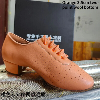 Skolotāju apavi Sieviešu latīņu deju apavi balles zālei Sieviešu govs ādas Modernie džeza deju apavi Oranžas un zaļas salsas deju apavi