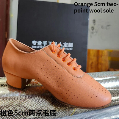 Skolotāju apavi Sieviešu latīņu deju apavi balles zālei Sieviešu govs ādas Modernie džeza deju apavi Oranžas un zaļas salsas deju apavi