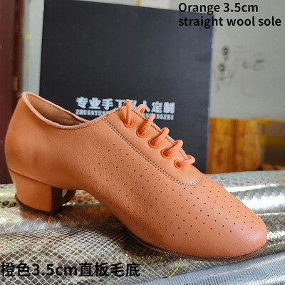 Skolotāju apavi Sieviešu latīņu deju apavi balles zālei Sieviešu govs ādas Modernie džeza deju apavi Oranžas un zaļas salsas deju apavi