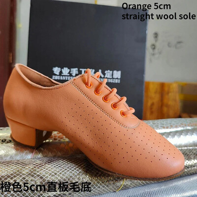 Skolotāju apavi Sieviešu latīņu deju apavi balles zālei Sieviešu govs ādas Modernie džeza deju apavi Oranžas un zaļas salsas deju apavi