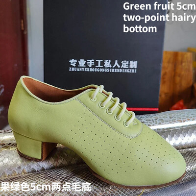 Skolotāju apavi Sieviešu latīņu deju apavi balles zālei Sieviešu govs ādas Modernie džeza deju apavi Oranžas un zaļas salsas deju apavi