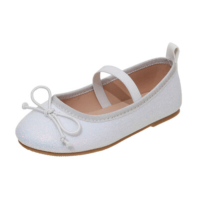 Bling Glitter Baleta apavi bērniem Klasiski apaļi purngalu tauriņi elastīga lente Balerīna Flats Girls Luxury Stage ballītes zelta krāsā