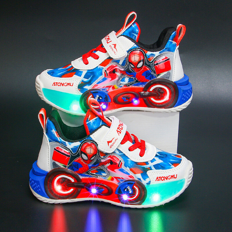 Spiderman cipele Dječje ležerne tenisice Dječaci LED cipele Dječje tenisice Nova moda Spider-Man svjetleće cipele Veličina 23-35
