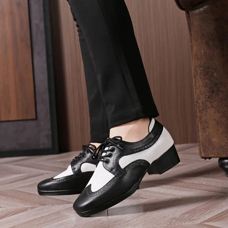 Νέα ανδρικά λάτιν παπούτσια χορού Chunqiuji Ανδρικά παπούτσια για ενήλικες Ενώστε μαζί Επαγγελματικά παπούτσια Salsa Corium με χαμηλό τακούνι τανγκό για χορό