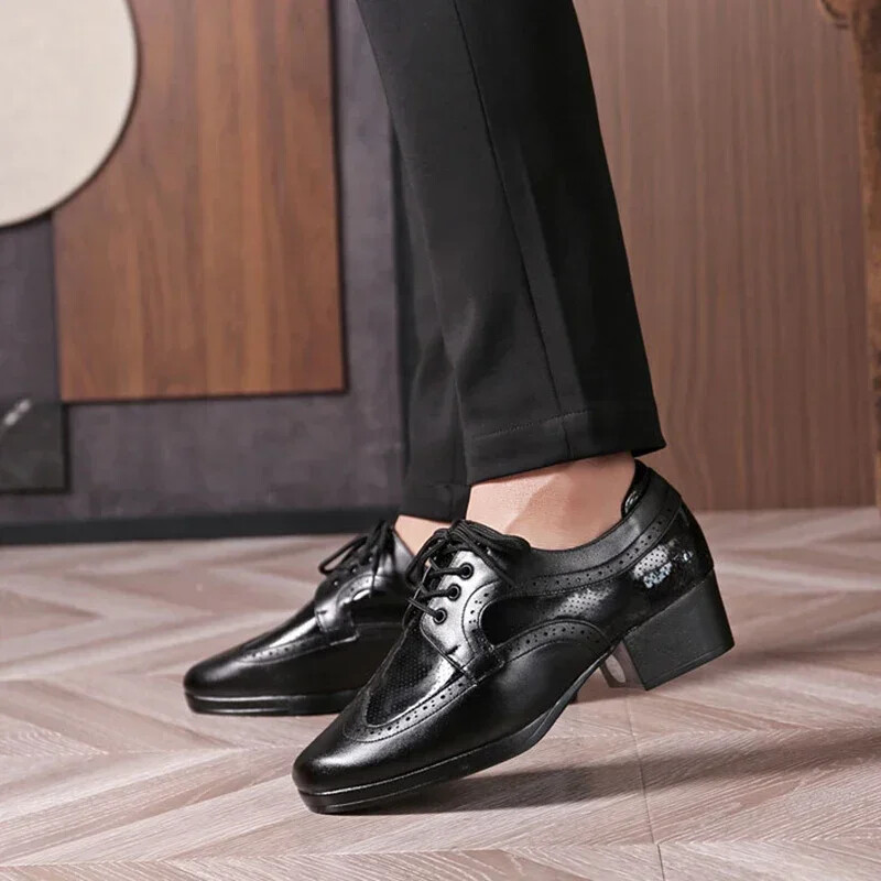 Νέα ανδρικά λάτιν παπούτσια χορού Chunqiuji Ανδρικά παπούτσια για ενήλικες Ενώστε μαζί Επαγγελματικά παπούτσια Salsa Corium με χαμηλό τακούνι τανγκό για χορό