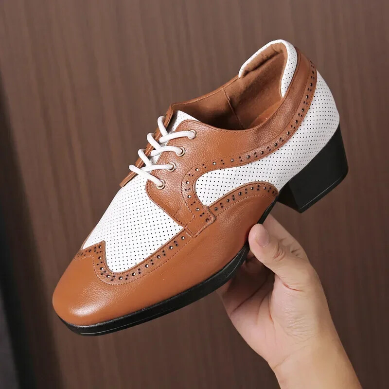 Νέα ανδρικά λάτιν παπούτσια χορού Chunqiuji Ανδρικά παπούτσια για ενήλικες Ενώστε μαζί Επαγγελματικά παπούτσια Salsa Corium με χαμηλό τακούνι τανγκό για χορό