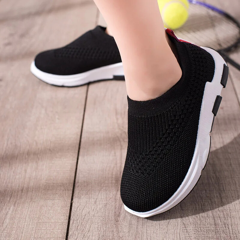 Μαύρο Κόκκινο Μπλε Εφηβικά παπούτσια για κορίτσια Slip on Elastic Παιδικά Παπούτσια Αγόρια Μαθητικά Προπονητικά Παπούτσια Σχολικά PEclass Sneakers E01293