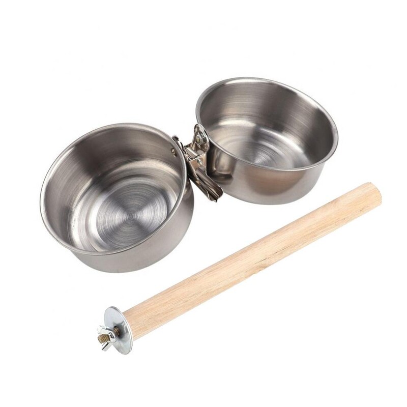 Hranilica za ptice za hranjenje, 2 kom., kopča, stalak, kavez za papige za kućne ljubimce, smuđ, hrana, voda, dvostruka zdjela, hranilica za ptice