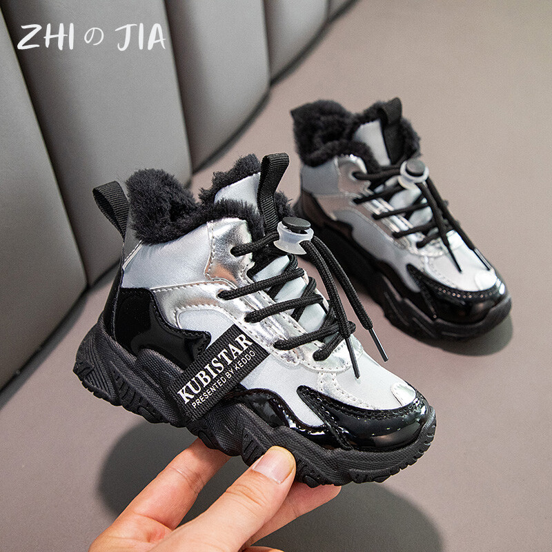 2025 Μόδα για αγόρια για κορίτσια Χοντρή σόλα παιδικά παπούτσια εξωτερικού χώρου ελεύθερου χρόνου Ανθεκτικά ψηλά δερμάτινα βελούδινα παπούτσια Χειμερινά ζεστά αθλητικά παπούτσια