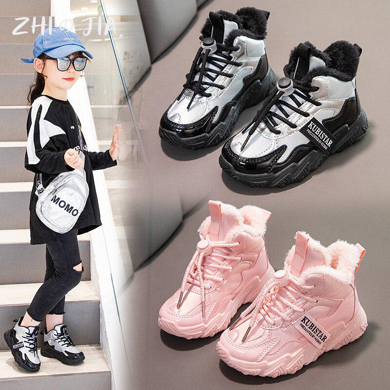 2025 Μόδα για αγόρια για κορίτσια Χοντρή σόλα παιδικά παπούτσια εξωτερικού χώρου ελεύθερου χρόνου Ανθεκτικά ψηλά δερμάτινα βελούδινα παπούτσια Χειμερινά ζεστά αθλητικά παπούτσια