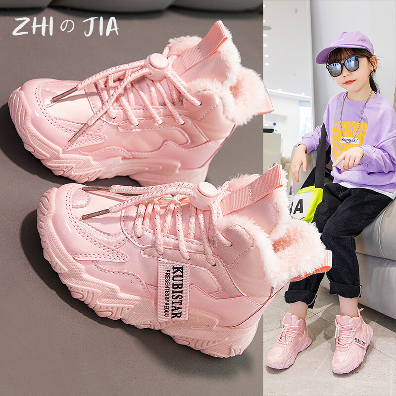 2025 Μόδα για αγόρια για κορίτσια Χοντρή σόλα παιδικά παπούτσια εξωτερικού χώρου ελεύθερου χρόνου Ανθεκτικά ψηλά δερμάτινα βελούδινα παπούτσια Χειμερινά ζεστά αθλητικά παπούτσια