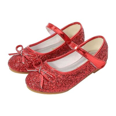 Jaunas meiteņu ādas apavi Bērnu rozā Bowknot Flats Princeses apavi Sequins Bērnu plakanās Cuhk Bērnu deju apavi 24-37 izmērs