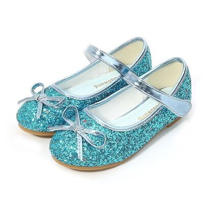 Jaunas meiteņu ādas apavi Bērnu rozā Bowknot Flats Princeses apavi Sequins Bērnu plakanās Cuhk Bērnu deju apavi 24-37 izmērs