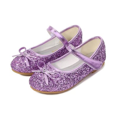 Jaunas meiteņu ādas apavi Bērnu rozā Bowknot Flats Princeses apavi Sequins Bērnu plakanās Cuhk Bērnu deju apavi 24-37 izmērs