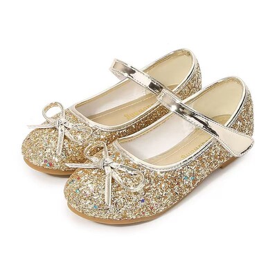 Jaunas meiteņu ādas apavi Bērnu rozā Bowknot Flats Princeses apavi Sequins Bērnu plakanās Cuhk Bērnu deju apavi 24-37 izmērs