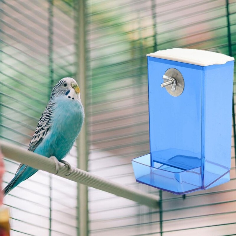 Paukščių šėryklos automatinis papūgos lesyklėlės girtuoklis su dulkėms atspariu dangčiu, montuojamas Budgie Cockatiel Conure maisto dozatoriumi naminiams gyvūnėliams
