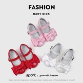Meiteņu princeses apavi Kāzu ballīte Bowknot Lente Bērni Mērija Džeinsa 21-30 Toddler Mode Saldā pavasara bērnu baleta dzīvokļi