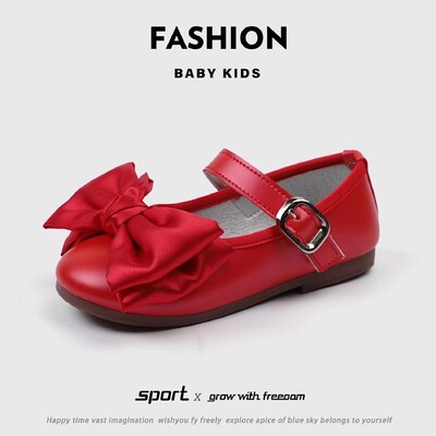 Meiteņu princeses apavi Kāzu ballīte Bowknot Lente Bērni Mērija Džeinsa 21-30 Toddler Mode Saldā pavasara bērnu baleta dzīvokļi
