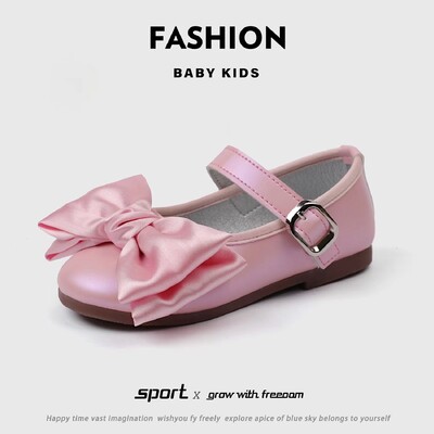 Meiteņu princeses apavi Kāzu ballīte Bowknot Lente Bērni Mērija Džeinsa 21-30 Toddler Mode Saldā pavasara bērnu baleta dzīvokļi