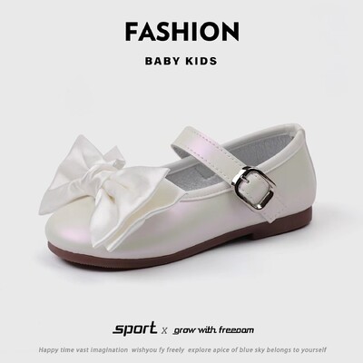 Meiteņu princeses apavi Kāzu ballīte Bowknot Lente Bērni Mērija Džeinsa 21-30 Toddler Mode Saldā pavasara bērnu baleta dzīvokļi