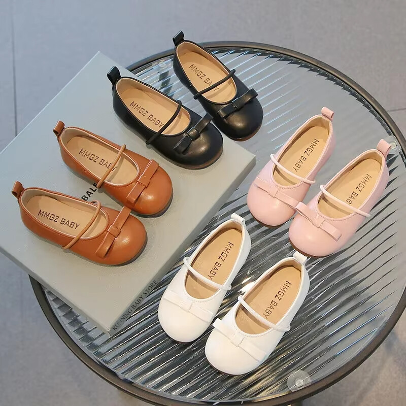 Δερμάτινα παπούτσια για κορίτσια Άνοιξη Καλοκαίρι Νέο παπιγιόν Little Girl Fashion Slip On Girl Princess Dancing Shoes Μέγεθος 21-30 I04041