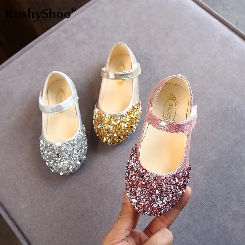 Νήπια Κοριτσίστικα Παπούτσια Glitter Δερμάτινα Flats For Little Παιδικά Παιδικά Φόρεμα Παπούτσια Princess Sweet Loafers Soft For Dance