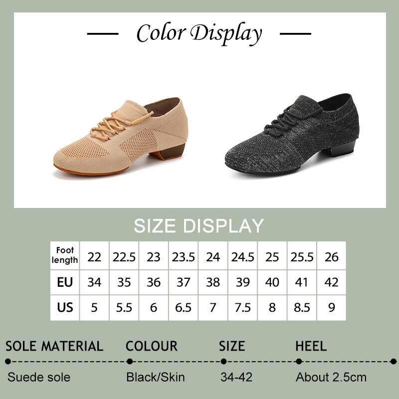 Ženske plesne cipele Pletene učiteljske cipele Mekani potplat Latino cipele s niskom petom Baletne plesne cipele Jazz Ballroom Tenisice za djevojčice