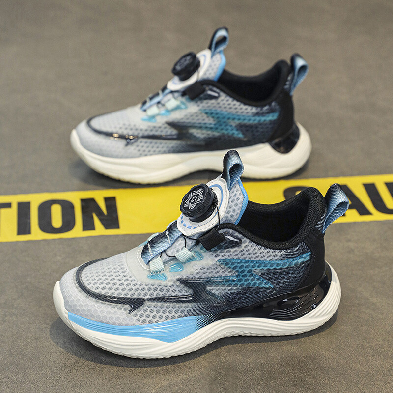 Cipele za dječake Ljetna mrežasta površina prozračna 2024 nove dječje sportske cipele tenisice za trčanje s mekanim potplatom na rotirajuće gumbe