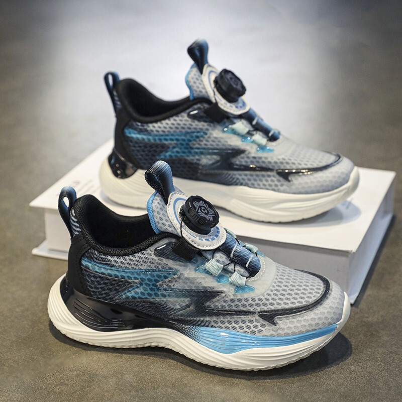 Cipele za dječake Ljetna mrežasta površina prozračna 2024 nove dječje sportske cipele tenisice za trčanje s mekanim potplatom na rotirajuće gumbe