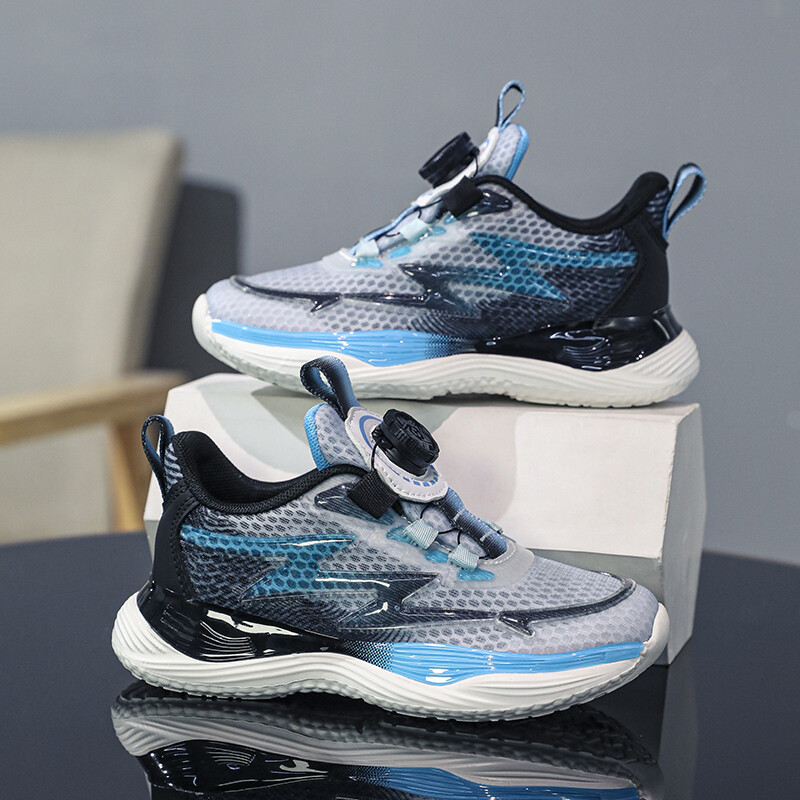 Cipele za dječake Ljetna mrežasta površina prozračna 2024 nove dječje sportske cipele tenisice za trčanje s mekanim potplatom na rotirajuće gumbe