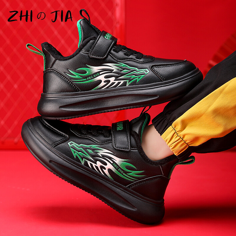 Nauji žieminiai vaikiški pliušiniai šilti batai berniukams ir mergaitėms, naujametiniai odiniai sportbačiai, madinga ir madinga deranti avalynė 29-39