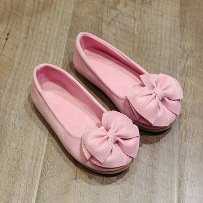 Vaikiški Bowtie Mocasin Loafers Pavasaris Ruduo Mergaičių Princesės Saldūs Batai Laisvalaikio lanko mazgai Minkšti vaikiški zomšiniai batai mažiems vaikams