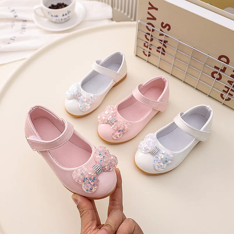 Haljine za djevojčice Kožne cipele Proljeće Jesen Plitke dječje baletne cipele s mašnom Modne dječje cipele za princeze za vjenčanje