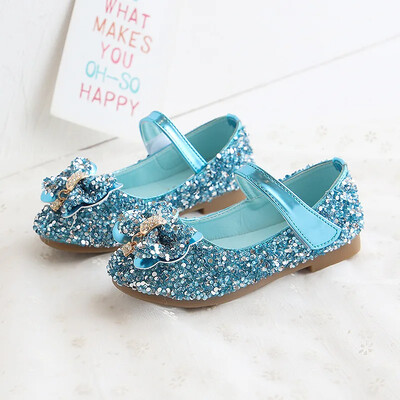 Princešu meiteņu apavi Sweet Kids Glitter ādas apavi Bling sequins ar tauriņu Bērnu kleitas kurpes ballītei kāzu posmam