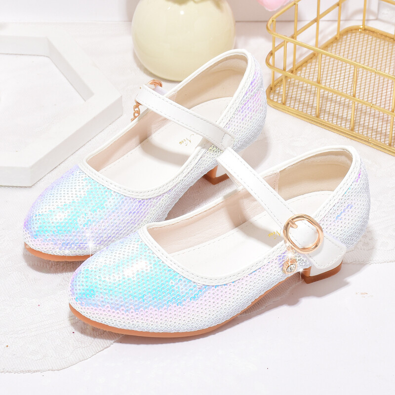 Bőr gyerekcipők tavaszi új lányok magassarkú divatos flitteres előadások tánccipők lány hercegnős cipők