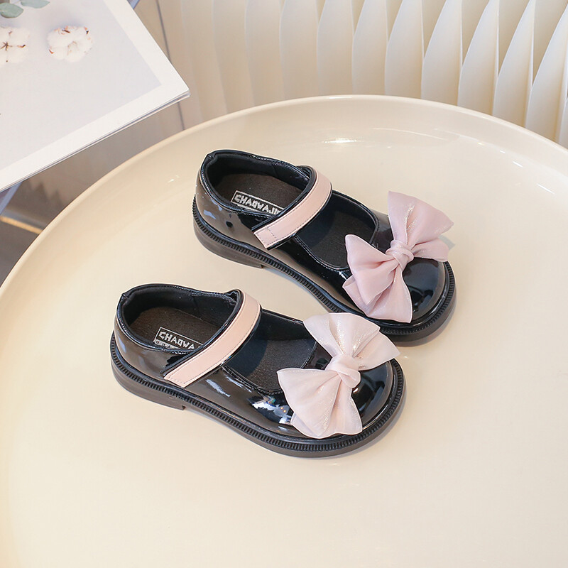 Jauna stila bērnu dzīvokļi Meiteņu zīdaiņu bantītes Kleitas Apavi Princešu meitenēm Kāzu un ballīšu apavi Bērnu Cute Ādas Apavi