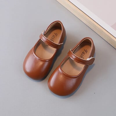 Meiteņu melnas ādas apavi kāzu ballītei Atpakaļ uz skolu Flats Kids Mary Janes Vienkārši klasiski, mīksti, neslīdoši bērnu ikdienas apavi