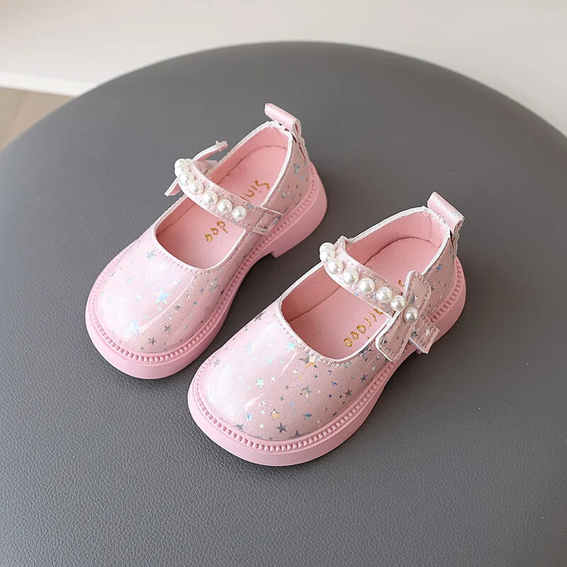 Bling All Over Stars Moodsad nahast kingad lastele Tüdrukutele Pärlitega Must Roosa Valge Kummist Lastele Koolikleit Kingad Uued I01163