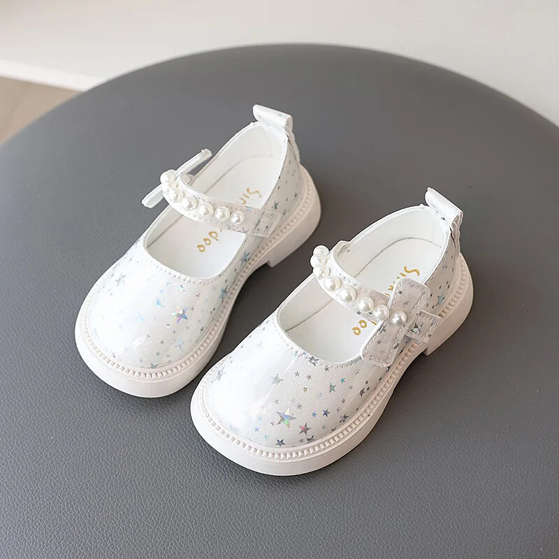 Bling All Over Stars Moodsad nahast kingad lastele Tüdrukutele Pärlitega Must Roosa Valge Kummist Lastele Koolikleit Kingad Uued I01163