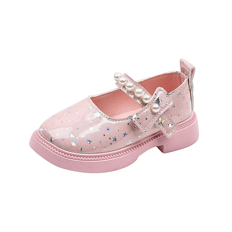 Bling All Over Stars Moodsad nahast kingad lastele Tüdrukutele Pärlitega Must Roosa Valge Kummist Lastele Koolikleit Kingad Uued I01163