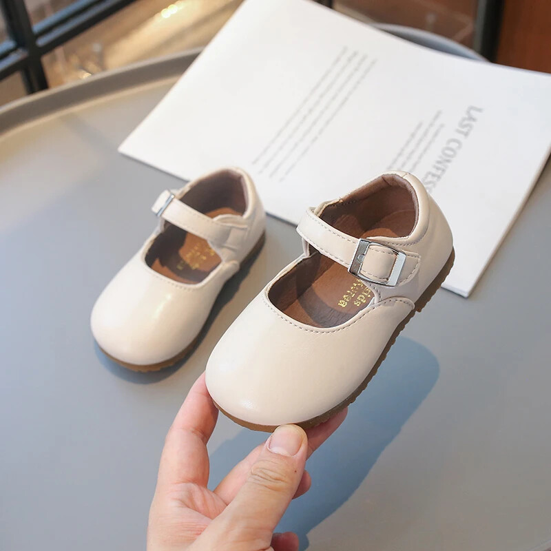 Kožne cipele za djevojčice Jednostavne patchwork dječje svestrane ravne cipele Jednobojne dječje modne uzročne cipele s mekim dnom i okruglim prstima