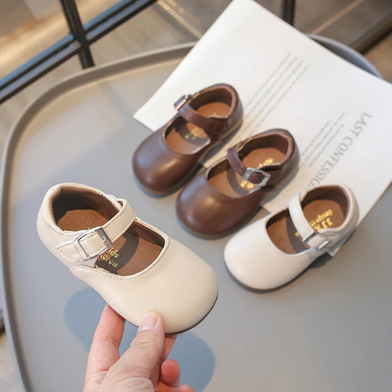 Kožne cipele za djevojčice Jednostavne patchwork dječje svestrane ravne cipele Jednobojne dječje modne uzročne cipele s mekim dnom i okruglim prstima