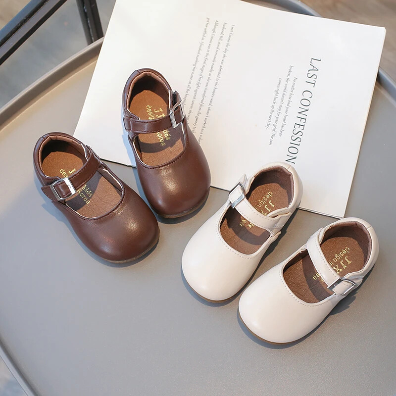 Kožne cipele za djevojčice Jednostavne patchwork dječje svestrane ravne cipele Jednobojne dječje modne uzročne cipele s mekim dnom i okruglim prstima