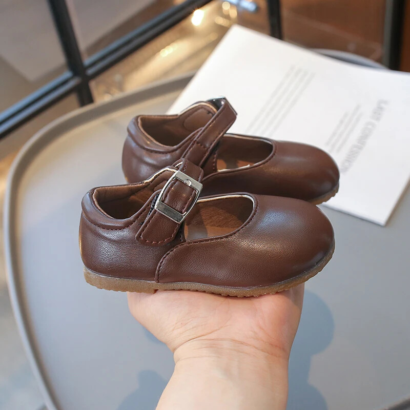 Kožne cipele za djevojčice Jednostavne patchwork dječje svestrane ravne cipele Jednobojne dječje modne uzročne cipele s mekim dnom i okruglim prstima