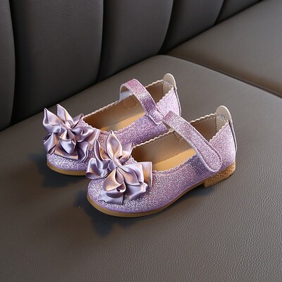 2025 Girls flitterek Bowknot Performance Viráglány Kis házigazda Exquisite Shoes Girl`s Dream